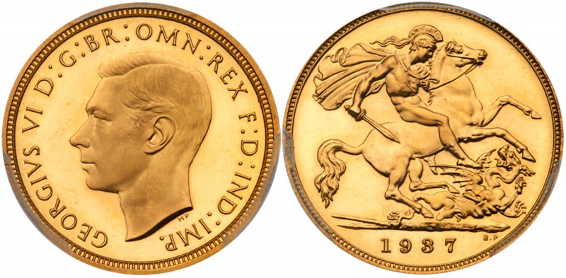 George VI (1936-52), Gold Proof Half Sovereign, 1937. Bare head facing left, tin...