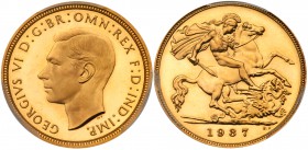 George VI (1936-52), Gold Proof Half Sovereign, 1937. Bare head facing left, tiny HP below for designer Humphrey Paget, legend and toothed border surr...