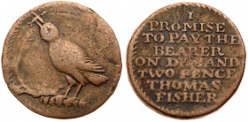 Cumberland, Whitehaven. Copper Colliery Token, issued by the Lowther family (circa 1740), dragon prancing left, Rev. struck en medaille, Lowther cyphe...
