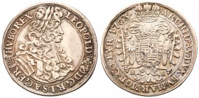 Leopold II / Lip&oacute;t (1657-1705)
Silver &frac12; Taler/ &frac12; Tall&eacute;r, 1703 KB, 14.3g. K&ouml;rm&ouml;cb&aacute;nya/Kremnitz. Laureate,...