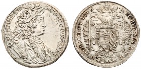 Charles VI / K&aacute;roly (1711-1740)
Silver &frac12; Taler/ &frac12; Tall&eacute;r, 1716 KB, 14.16g. K&ouml;rm&ouml;cb&aacute;nya/Kremnitz. Laureat...