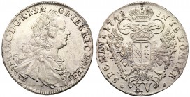 Franz I / Lotharingiai Ferenc (1746-1765)
Silver XV Krajc&aacute;r, 1748 KB, 6.06g. K&ouml;rm&ouml;cb&aacute;nya/Kremnitz. Laureate,draped and cuiras...