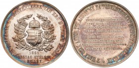 Franz Josef / Ferenc J&oacute;zsef (1848-1916)
National Assembly of Hungary. Medal, 1861. Silver. Crowned Arms within wreath. Rev. Eight-line central...