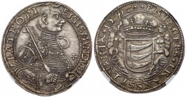 Sigismund B&aacute;thori / B&aacute;thori Zsigmond (1581-1602)
Silver Taler/Tall&eacute;r, 1593, 28.51g. Armored half-figure right, holding scepter a...
