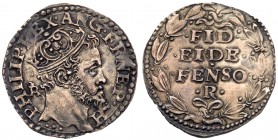 Italian States: Naples. Philip II, of Spain (1556-98), silver Carlino, undated. First period, Naples mint, struck 1554-1556. PHILIP. REX. ANG.FR.NE.P....