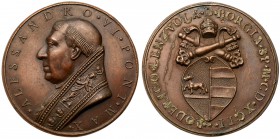 Italian States: Papal/Roman States. Alexander VI (1492-1503). Bronze Restitution Medal, Dated 1492 in Roman numerals. Bust left, wearing zucchetto and...
