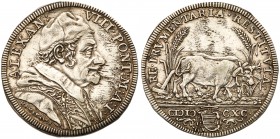 Italian States: Papal/Roman States. Alexander VIII (1689-1691). Silver Testone, dated in Roman numerals MSCXC-I (1690). 9.1g. Capped bust right, Rev. ...
