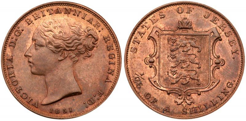 Jersey, Victoria (1837-1901). Copper 1/26th of a Shilling, 1851, young head left...