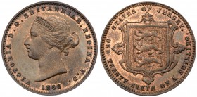 Jersey, Victoria (1837-1901). Copper 1/26th of a Shilling, 1866, diademed head left, date below, Rev. Arms of Jersey and value (Pr. 34; KM 4; S.7005)....