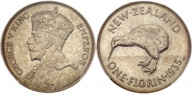 New Zealand, George V (1910-36). Silver Proof Florin, 1935, Rev. kiwi, denomination and date (KM 4). In PCGS holder graded PR65. Estimate Value $500 -...