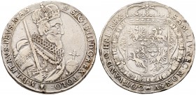Sigismund III / Zygmunt III Wasa (1587-1632)
Taler/Talar 1630 II, 28.13g. Bydgoszcz/Bromberg. Crowned, armored bust right holding sword and orb, smal...