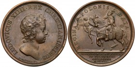 Wladislaw IV / Wladislaw IV Wasa (1632-1648)
Mariage of Wladislaw IV to Princess Louis-Marie of Gonzaga-Nevers, 1645. Bronze Medal, 41mm. By J. Mauge...