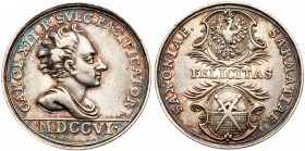 August II, "the Strong" / August II Mocny (1697-1706, 1709-1733)
On the Peace of Altranst&auml;dt, 1706. Silver Medal, 25.5mm. 7.9g. Draped bust of t...