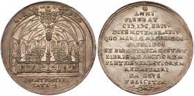 Silesia
Founding of the Mary Magdalene Library in Wroclaw/Breslau, 1644. Silver Medal, 41mm. 23.78g. By Hans Rieger the Elder. Interior view of the L...