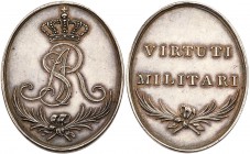 Livonia
Virtuti Militari Medal, 1792. Silver. Oval, 42.5 x 34mm. 19th Century restrike. Collector's mark of Count Emeryk Hutten-Czapski within the ov...