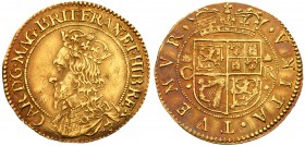 Scotland, Charles I (1625-49). Gold Half-Unit or Double Crown, Nicholas Briot's coinage (1637-42), crowned and draped bust left to bottom of coin, Sco...