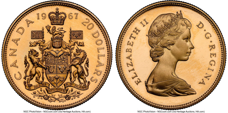 Elizabeth II gold Specimen "Confederation Centennial" 20 Dollars 1967 SP67 Ultra...