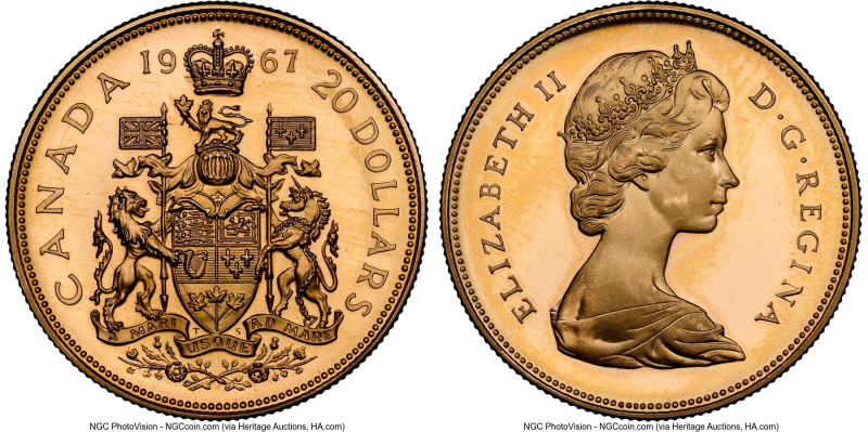 Elizabeth II gold Specimen "Confederation Centennial" 20 Dollars 1967 SP66 Ultra...