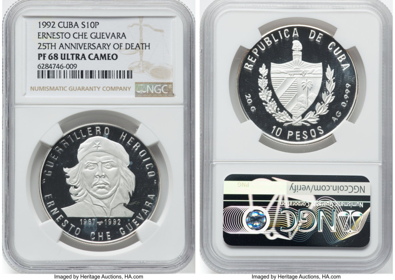 Republic silver Proof "Ernesto Che Guevara - 25th Anniversary of Death" 10 Pesos...