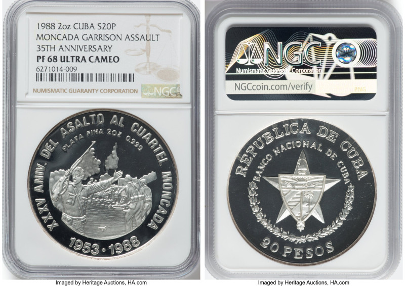 Republic Proof "Moncada Garrison Assault - 35th Anniversary" 20 Pesos (2 oz) 198...