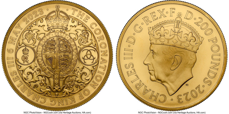 Charles III gold Matte Proof "King Charles III Coronation" 200 Pounds (2 oz) 202...