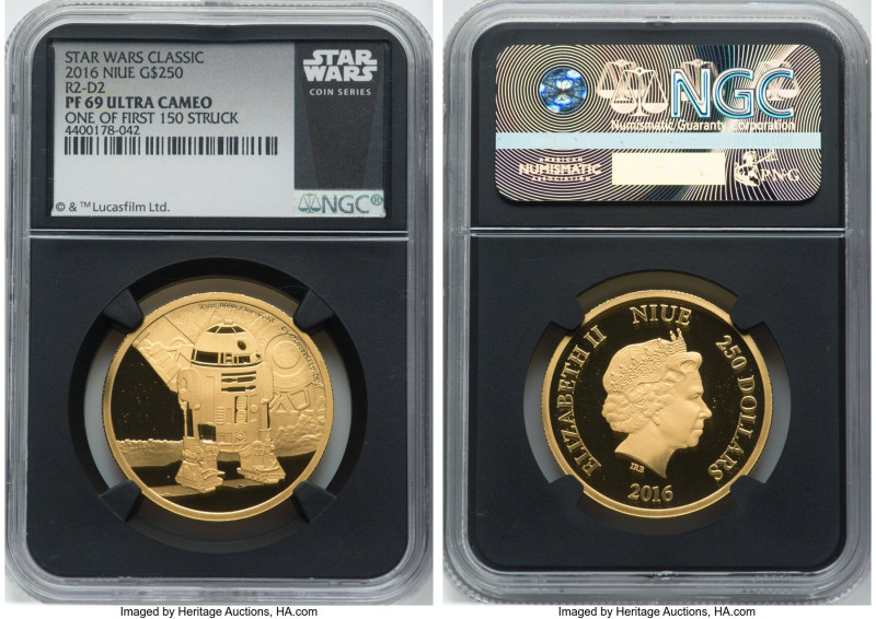 Elizabeth II gold Proof "R2-D2" 250 Dollars (1 oz) 2016 PR69 Ultra Cameo NGC, KM...