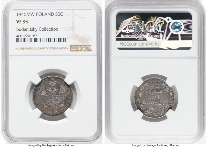 Nicholas I of Russia 50 Groszy-25 Kopecks 1846-MW VF35 NGC, Warsaw mint, KM-C131...