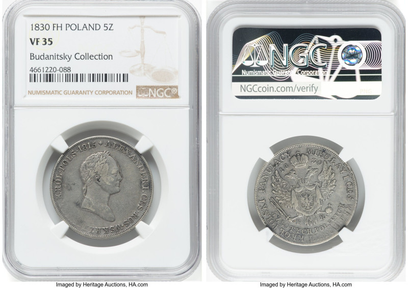 Nicholas I of Russia 5 Zlotych 1830-FH VF35 NGC, St. Petersburg mint, KM-C116, B...