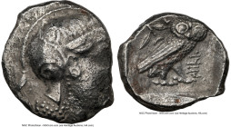 MESOPOTAMIA. Mazaces (ca. 331-322 BC). AR tetradrachm (25mm, 16.85 gm, 4h). NGC XF 2/5 - 3/5. Imitating Athens. Head of Athena right, wearing button e...