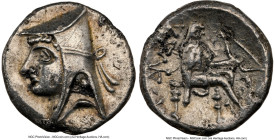 PARTHIAN KINGDOM. Artabanus I (Arsaces II) (ca. 211-185 BC). AR drachm (17mm, 3.97 gm, 12h). NGC AU 4/5 - 2/5, edge chips. Rhagae-Arsaceia(?). Head of...