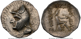 PARTHIAN KINGDOM. Phriapatios-Mithradates I (ca. 185-132 BC). AR drachm (21mm, 4.55 gm, 12h). NGC Choice AU 4/5 - 4/5. Hecatompylus. Head of King left...