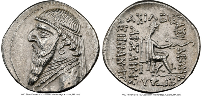 PARTHIAN KINGDOM. Mithradates II (ca. 121-91 BC). AR drachm (21mm, 1h). NGC Choi...
