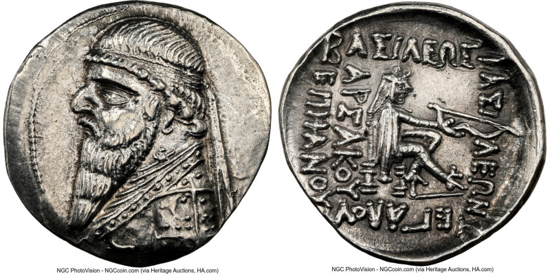 PARTHIAN KINGDOM. Mithradates II (ca. 121-91 BC). AR drachm (21mm, 12h). NGC Cho...