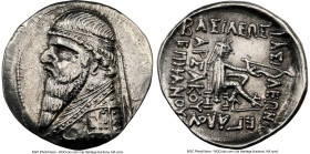 PARTHIAN KINGDOM. Mithradates II (ca. 121-91 BC). AR drachm (21mm, 12h). NGC Choice AU. Rhagae or Ecbatana, ca. 109-96/5 BC. Diademed, draped bust of ...