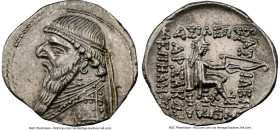 PARTHIAN KINGDOM. Mithradates II (ca. 121-91 BC). AR drachm (21mm, 11h). NGC AU. Rhagae or Ecbatana, ca. 109-96/5 BC. Diademed, draped bust of Mithrad...
