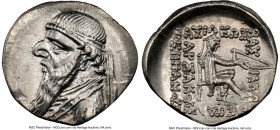 PARTHIAN KINGDOM. Mithradates II (ca. 121-91 BC). AR drachm (22mm, 1h). NGC AU, light scuff. Rhagae or Ecbatana, ca. 109-96/5 BC. Diademed, draped bus...