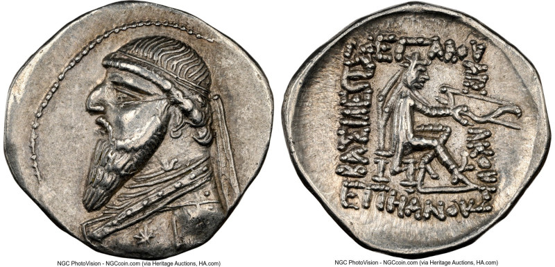 PARTHIAN KINGDOM. Mithradates II (ca. 121-91 BC). AR drachm (21mm, 12h). NGC Cho...