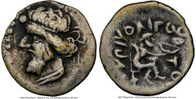 PARTHIAN KINGDOM. Vologases I (ca. AD 50-78). AR diobol (13mm, 11h). NGC Choice Fine. Diademed, draped bust of Vologases I left / KVPIV OΛIΓAΣOV TOV, ...