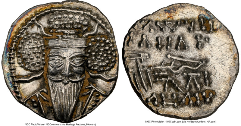 PARTHIAN KINGDOM. Vologases V (ca. AD 191-208). AR drachm (19mm, 3.68 gm, 1h). N...