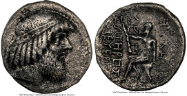 CHARACENE KINGDOM. Theoneseus I (ca. 25-19/8 BC). BI tetradrachm (30mm, 10.30 gm, 11h). NGC VF 4/5 - 2/5. Diademed male head right wearing long curly ...
