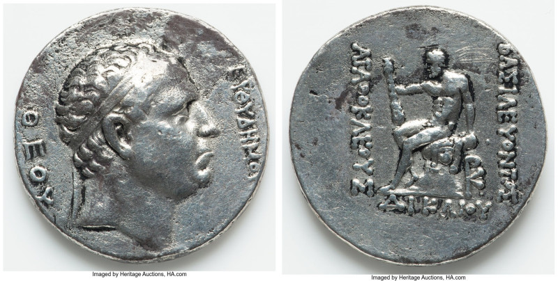 BACTRIAN KINGDOM. Agathocles (ca. 185-180/170 BC). AR tetradrachm (30mm, 16.51 g...