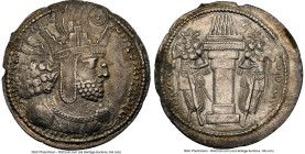 SASANIAN KINGDOM. Shahpur (Sabuhr) I the Great (AD 240-272). AR drachm (26mm, 4.21 gm, 2h). NGC Choice XF 4/5 - 3/5, edge chip. Mint I ("Ctesiphon"), ...