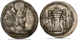 SASANIAN KINGDOM. Shahpur (Sabuhr) I the Great (AD 240-272). AR drachm (26mm, 4.21 gm, 3h). NGC XF 5/5 - 3/5. Mint III ("Hamadan"), Phase 2, ca. AD 26...
