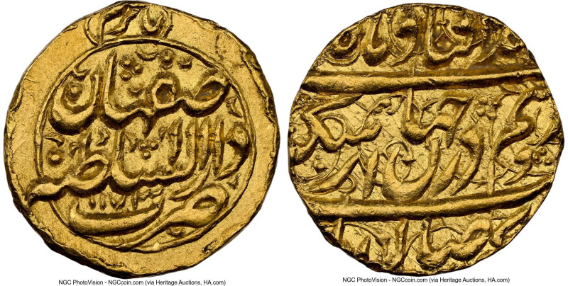 Zand. Karim Khan (AH 1166-1193 / AH 1753-1779) gold 1/4 Mohur AH 1173 (AD 1759/1...