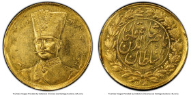 Nasir al-Din Shah gold Toman AH 1297 (AD 1880) AU58 PCGS, Tehran mint, KM933. From the Dynasty Collection, #101 HID09801242017 © 2023 Heritage Auction...