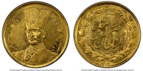 Nasir al-Din Shah gold Toman AH 1299 (AD 1881) MS61 PCGS, Tehran mint, KM933. From the Dynasty Collection, #115 HID09801242017 © 2023 Heritage Auction...