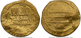 Abbasid. temp. Harun al-Rashid (AH 170-193 / AD 786-809) gold Dinar AH 170 (AD 786/787) Clipped NGC, No mint, A-281.8. 3.68gm. From the Dynasty Collec...
