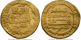 Abbasid. al-Ma'mun (AH 196-218 / AD 812-833) gold Dinar AH 203 (AD 822/823) AU Details (Bent) NGC, No mint, A-222A.1. 4.19gm. From the Dynasty Collect...