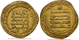 Abbasid. al-Muqtadir (AH 295-320 / AD 908-932) gold Dinar AH 320 (AD 932/933) AU58 NGC, Suq al-Ahwaz mint, A-245. 4.96gm. From the Dynasty Collection,...