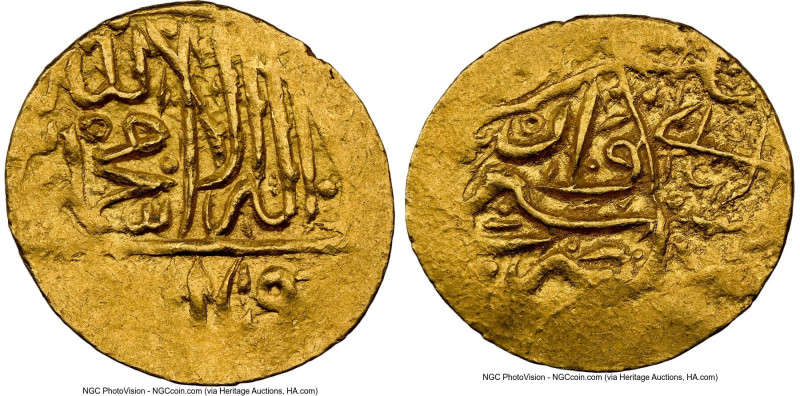 Safavid. Tahmasp I (AH 930-984 / AD 1524-1576) gold 1/4 Mithqal ND MS62 NGC, Sab...